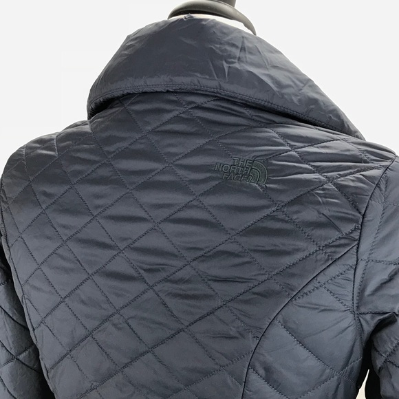 The North Face Navy Blue Quilted Coat Jacket Long - Picture 4 of 15